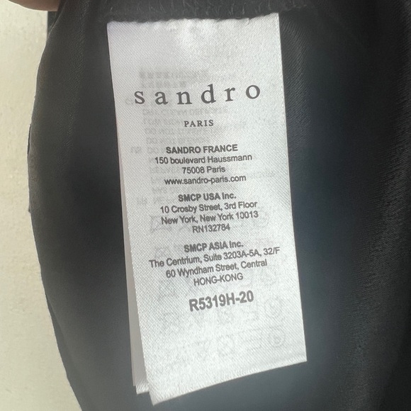 Sandro Paris Nora Sheer Lace Yoke Black Mini Dress - Picture 7 of 8